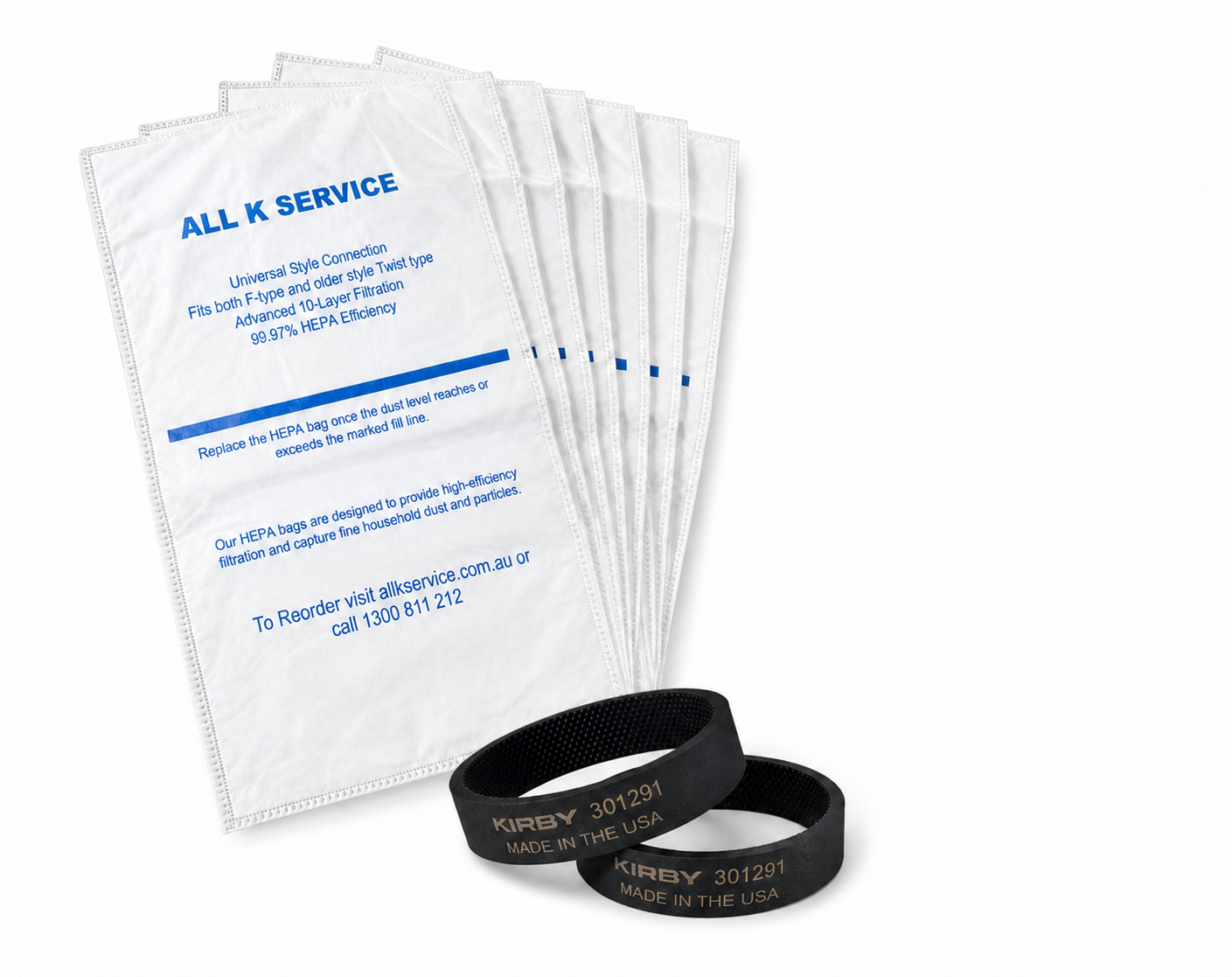 6 x HEPA Bags+2 x Genuine Kirby Belts (fits all Kirby models)